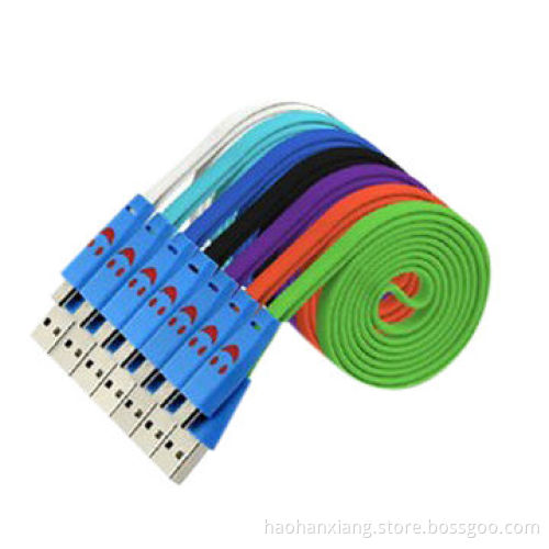 Lighting Flat Smile USB Data Cables for Samsung Galaxy Note 2 and S3